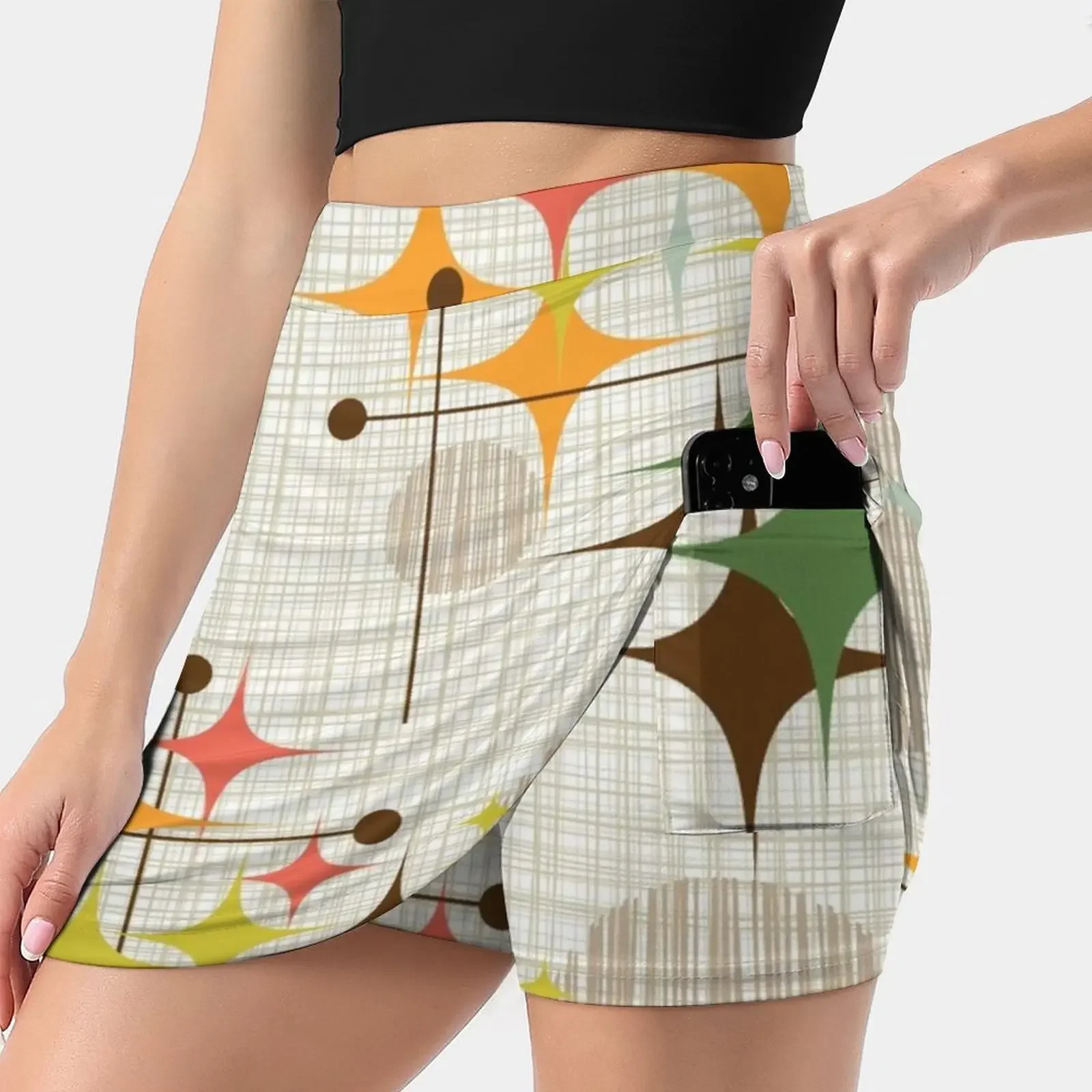 

Женская юбка с карманами Era Starbursts And Globes 3 (Bkgrnd), летняя одежда Y2K, стильная юбка-брюки в стиле K-POP, 2022 S, 1950S, 1960