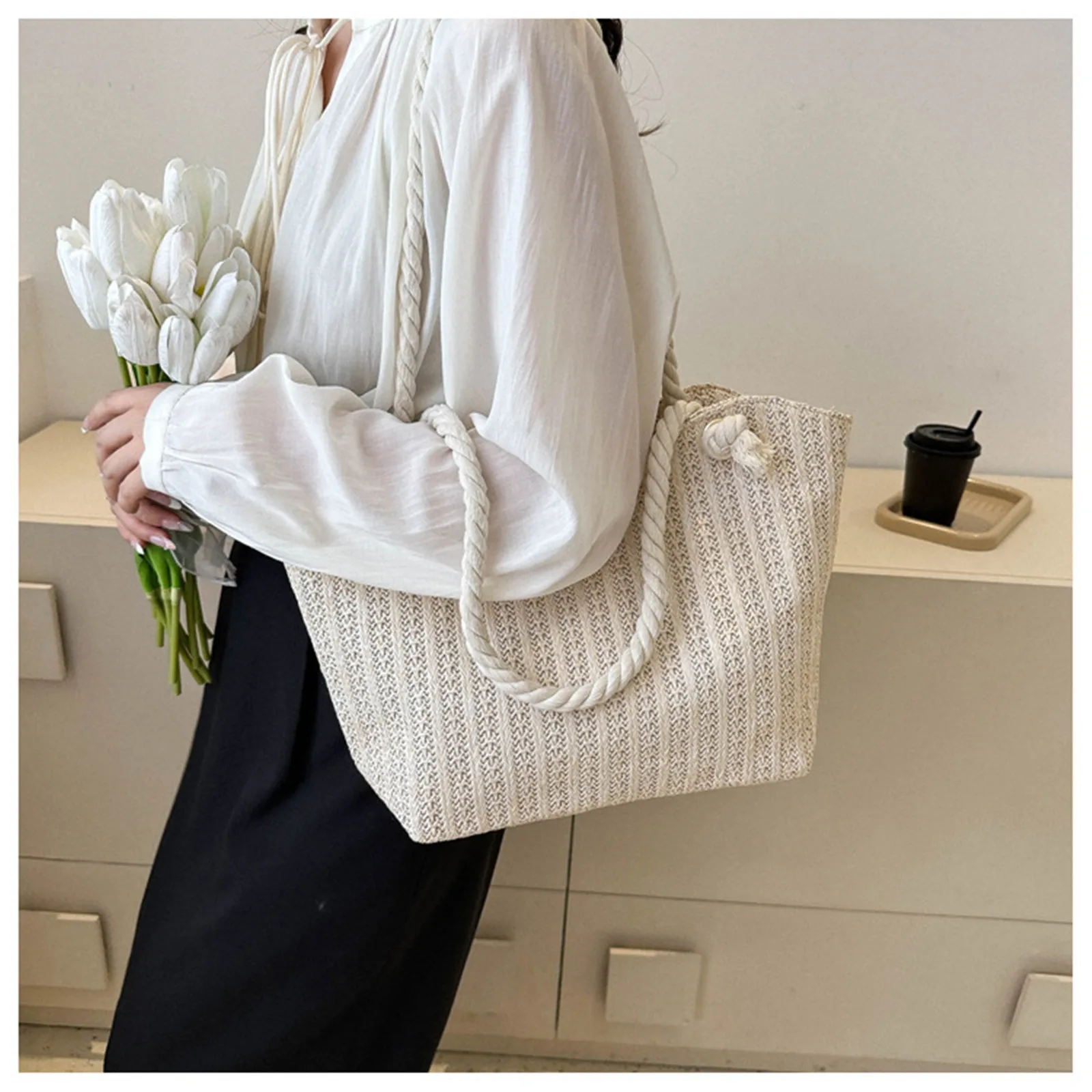 

Роскошная дизайнерская женская соломенная сумка из рафии, вместительный вязаный тоут, летняя пляжная сумка на плечо для женщин