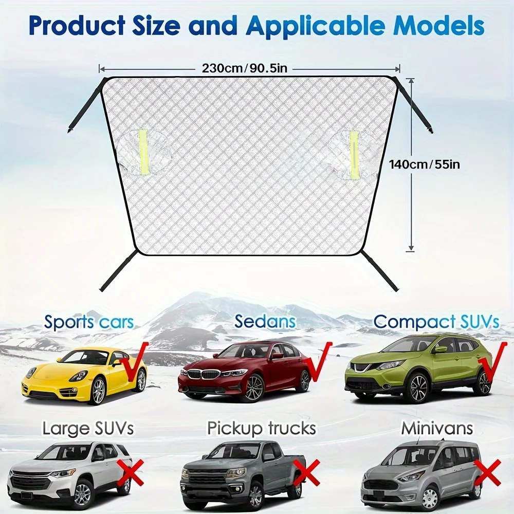 Car Front Windshield Snow Windproof Sunshade Cover for Car SUV Summer/Winter