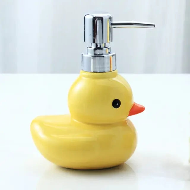 Ceramic Yellow Duck Bathroom Soap and Shampoo Dispenser