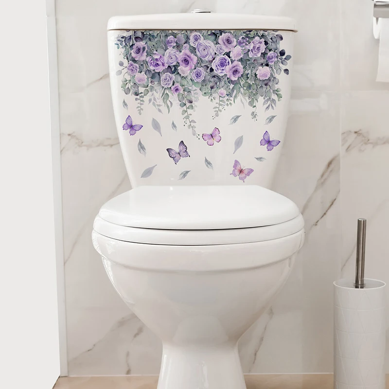 1 Pz Impermeabile Pvc Pianta Fiore Farfalla Wc Adesivo Wc Adesivo Decorativo Bagno