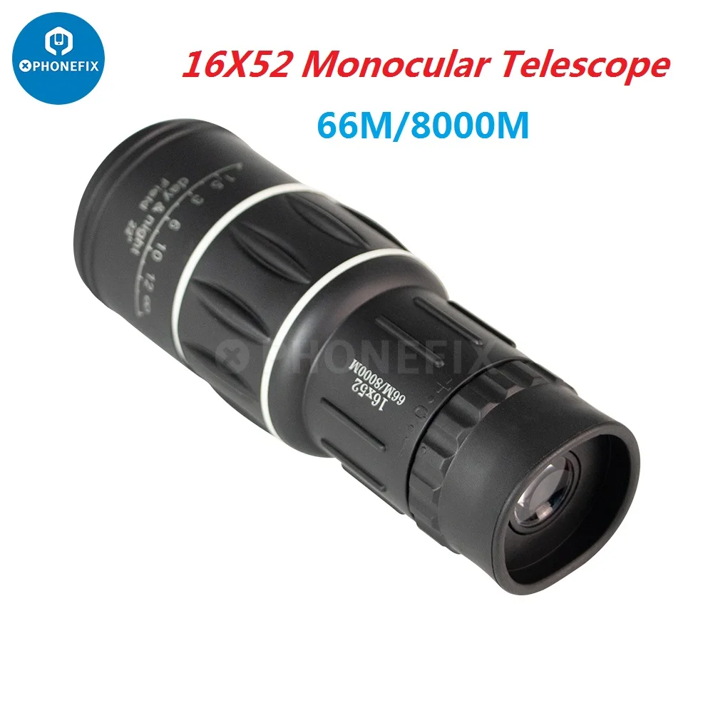 Portable 16X52 Monocular Telescope Handheld Dual Focus Zoom