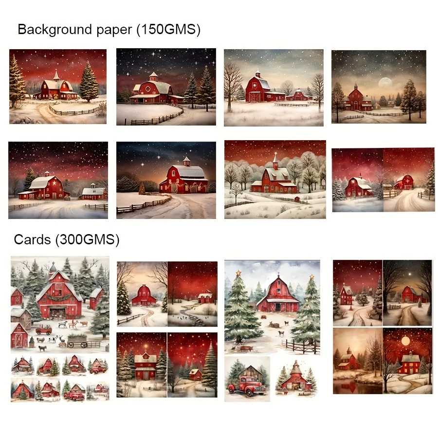 Card and Sticker set Christmas Eve Xmas Tree Patterns DIY Bottle Album Decor Scrapbooking 58pcs