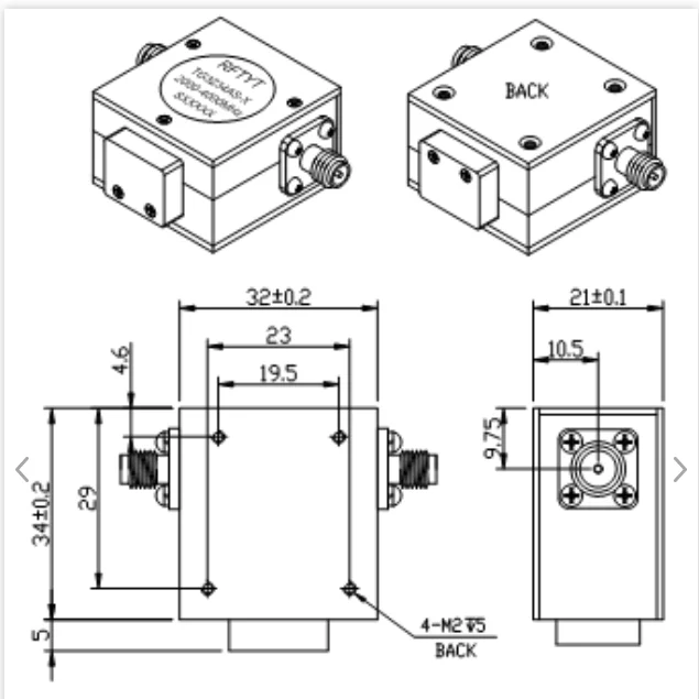 RFTYT TG3234AS/TG3234AN 2.0 to 4.0GHz Coaxial Isolator CW/CCW Waterproof isolato