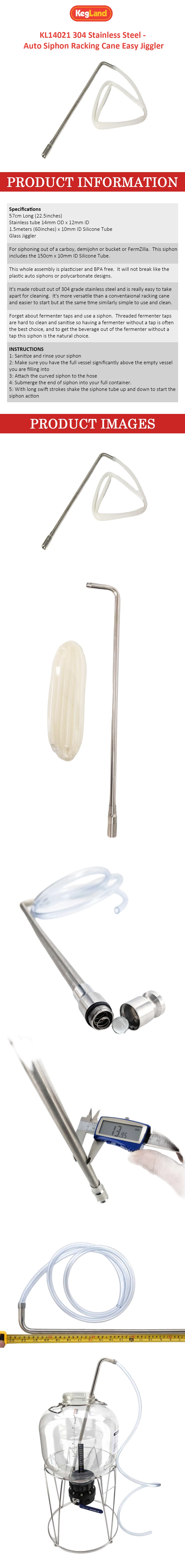 Kegland Edelstahl-Auto Siphon Racking Cane einfach Jiggler Bier Home Brewing Zubehör – Detail 1