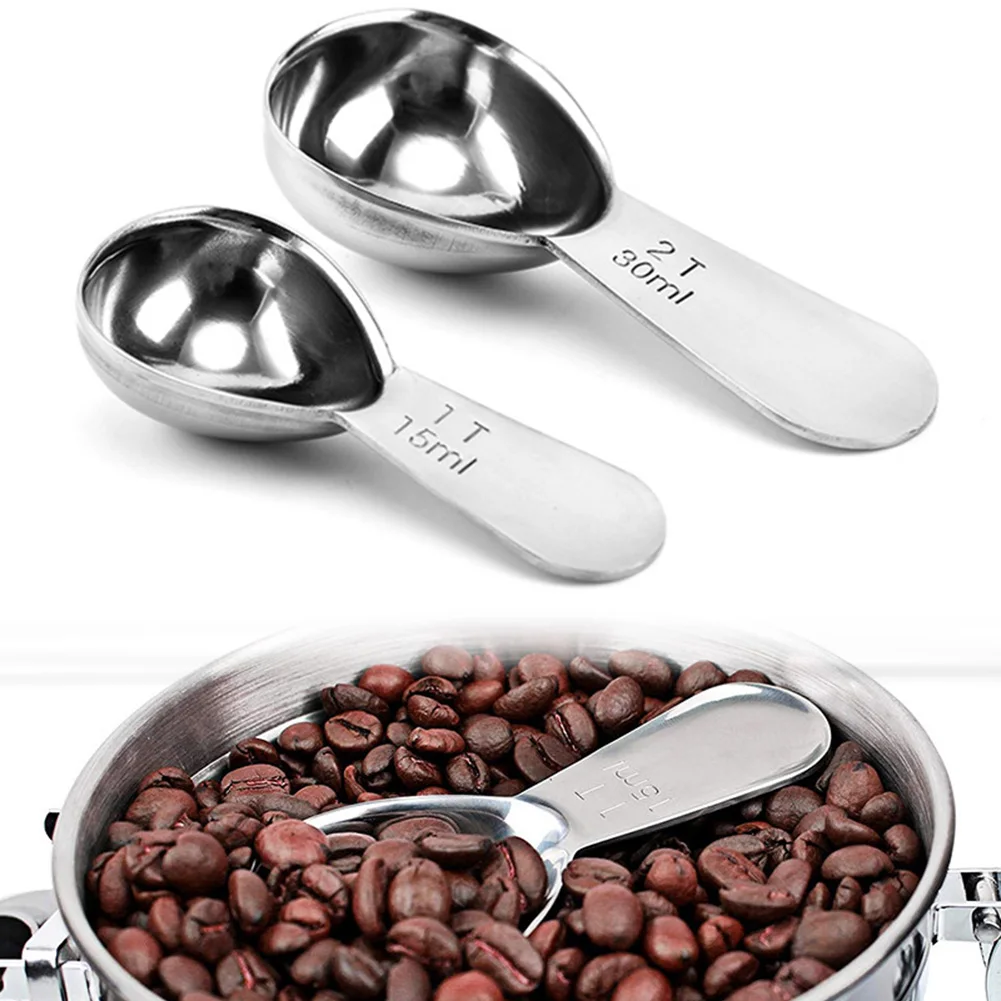 

New Stainless Steel Coffee Spoons Coffee Measuring Scoop For Ground 16ml/30ml Beans Tea Sugar Delicate Home Barista Accessories