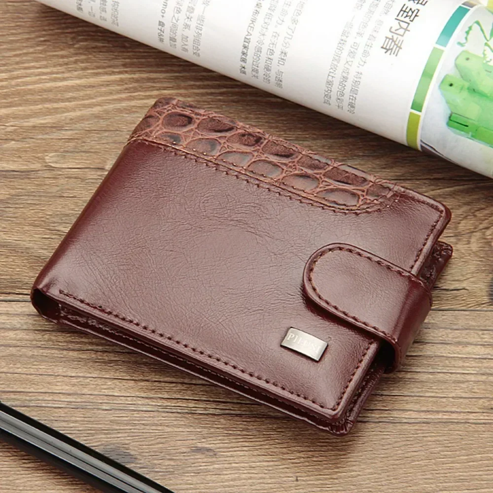 Men Wallets Patchwork Leather Short Male Purse with Coin Pocket Card Holder Brand Trifold Wallet Men Clutch Money Bag 4