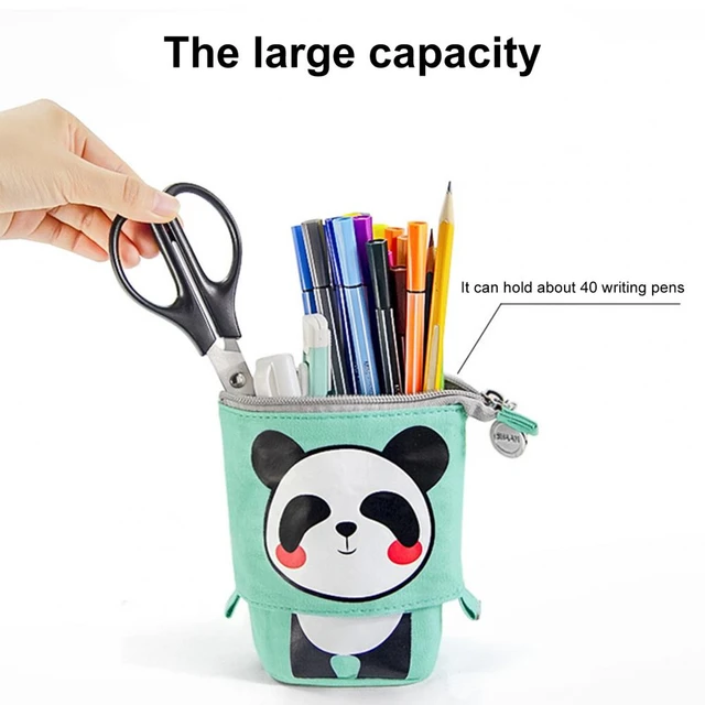 Pencil Pouch Cartoon Printing Large Capacity Zipper Design Telescopic Pencil  Case Standing Pen Holder for Boys