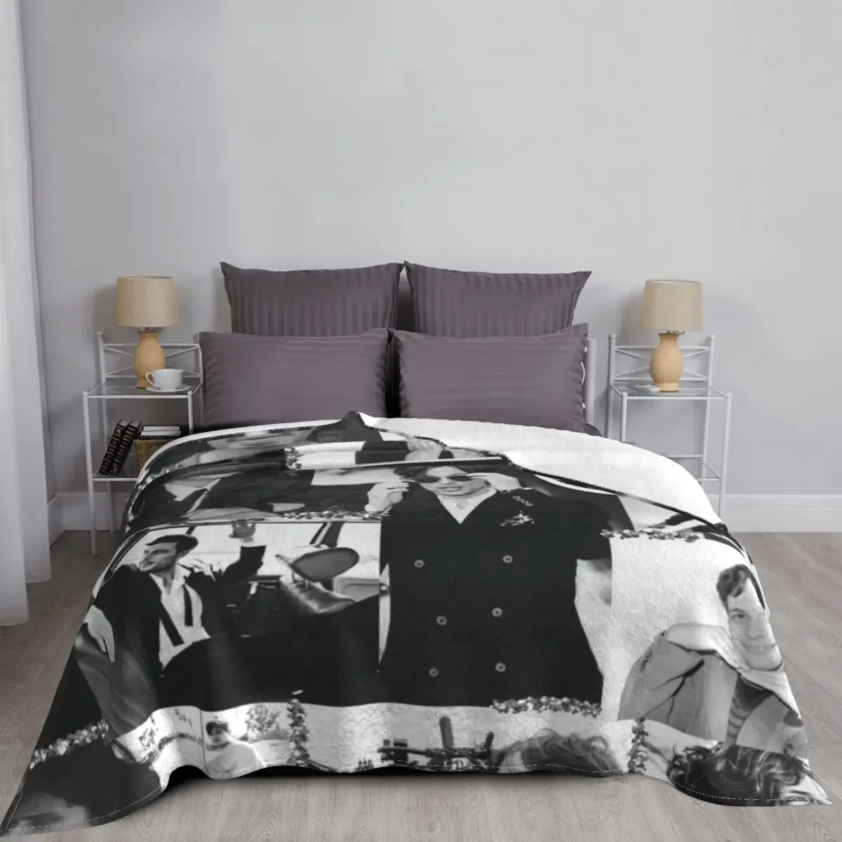Matthew Gray Gubler Collage b&w Throw Blanket Luxury St blankets