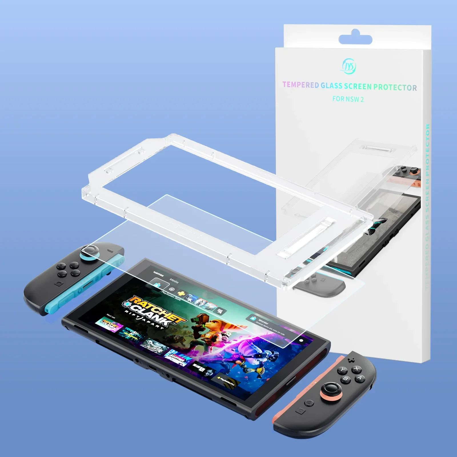 JYS-NS2312 For Switch 2 gaming console tempered film For Switch2 anti fingerprint screen protector HD tempered film
