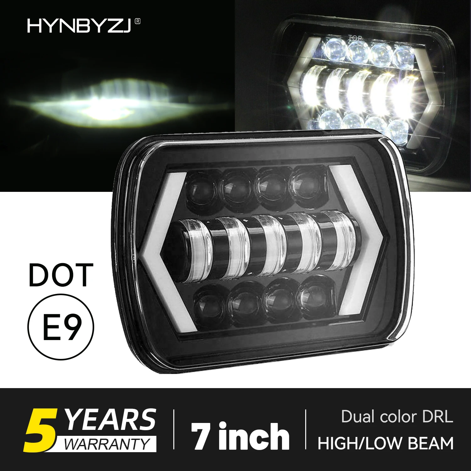 

HYNBYZJ 7X6" 5x7" Inch LED Headlights 55W Hi-Lo Beam Halo DRL 12 24V With H4 Harness For Car Jeep Wrangler YJ Cherokee XJ MJ