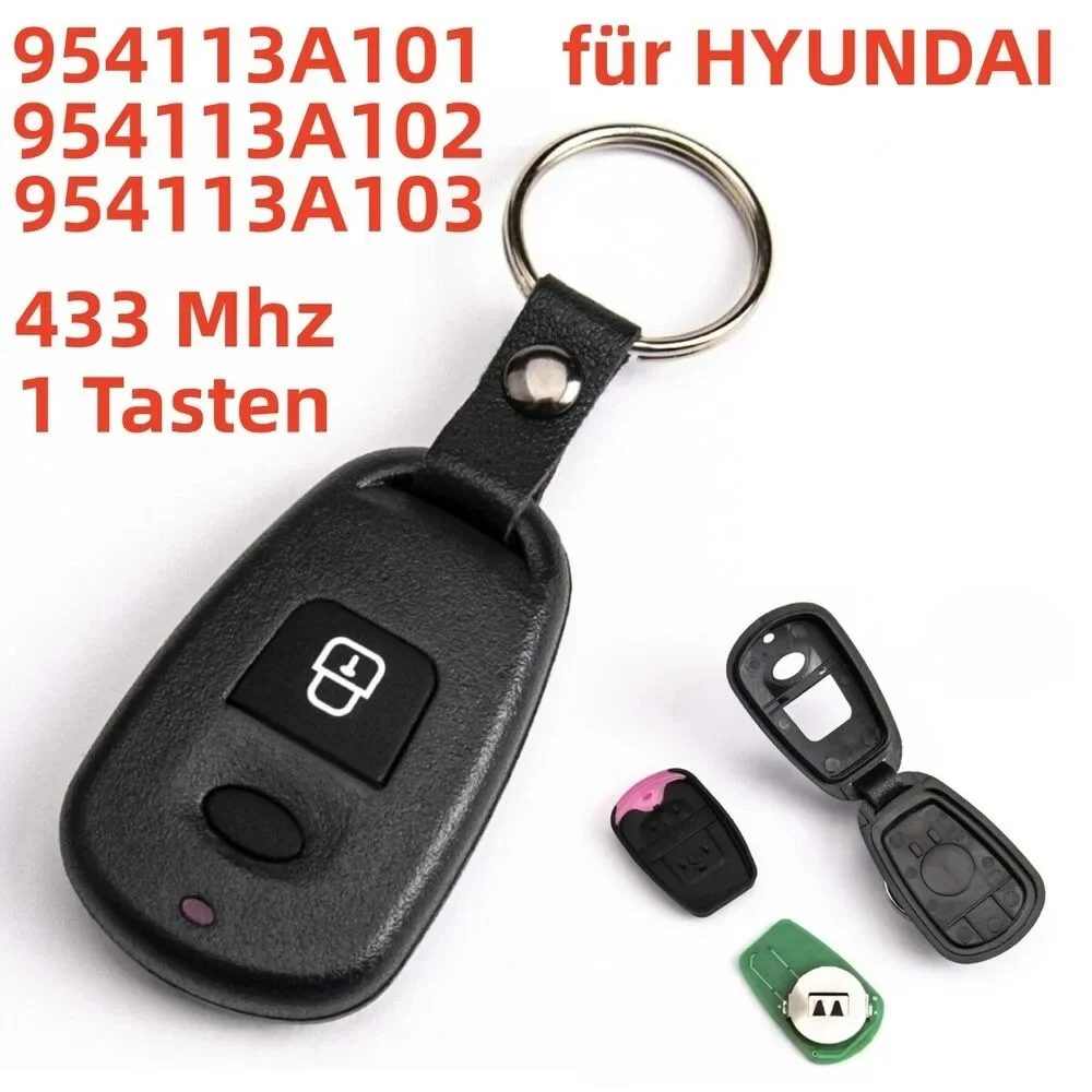 Remote Control Car Key Case for Hyundai Elantra Santa Fe Terracan Eagle Matrix, Fob 1 Button - with Battery Holder