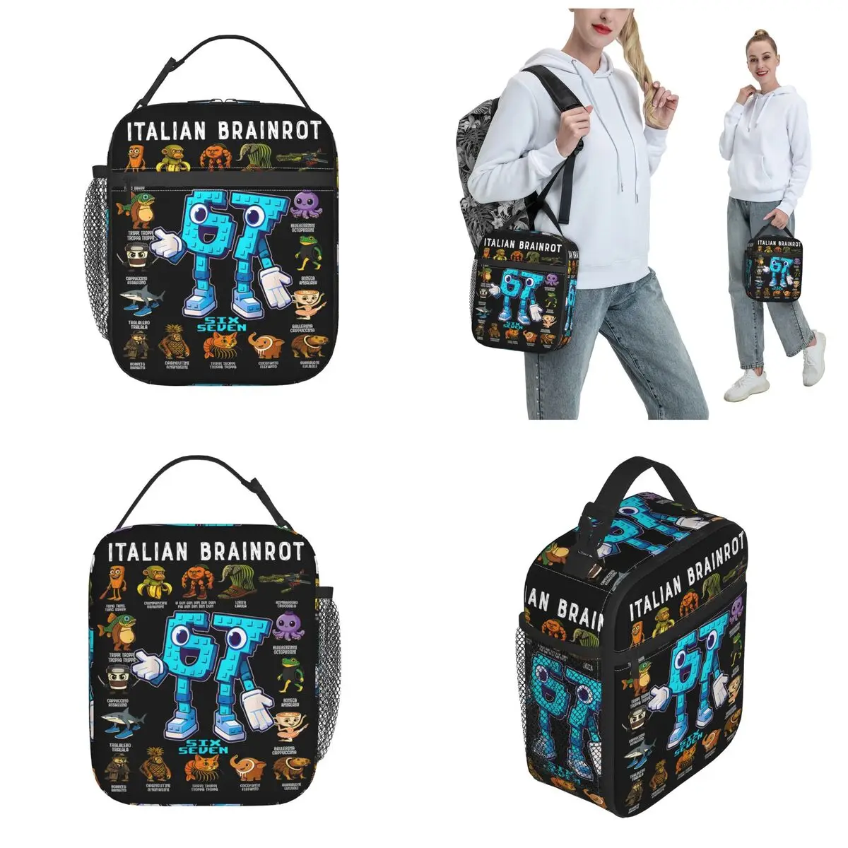 Lunch Boxes 67 Six Seven 6-7 Funny Italian Brainrot Merch Food Box INS Trendy Thermal Cooler Bento Box For School - 4
