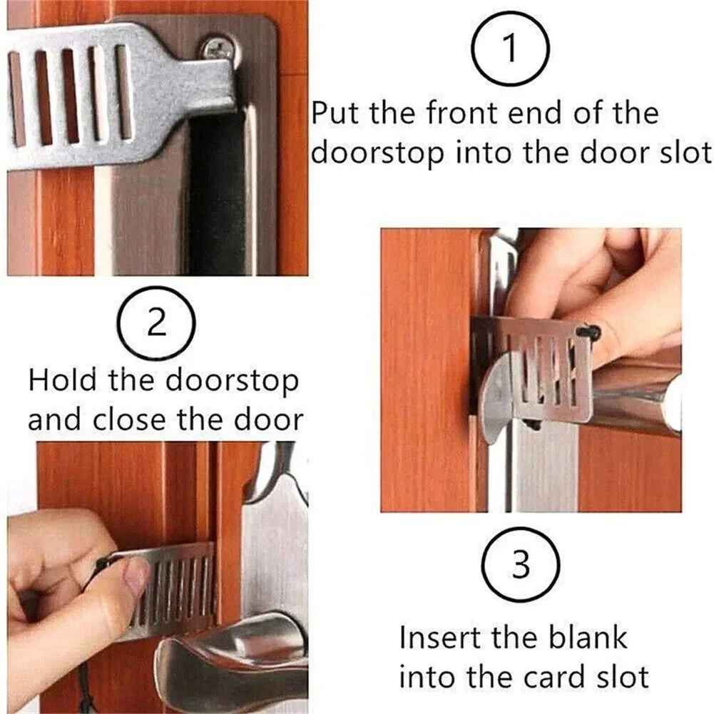 Door Blocker Safety Anti-theft Portable 8cm Stainless Steel for Home Privacy Hotel Travel Door Lock Stopper