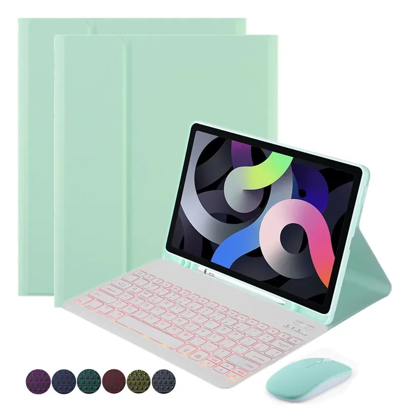 Capa Teclado Retroiluminado sem Fio Capa Magnética para Samsung Tab s9 fe Plus Espanhol e Português Coreano 124