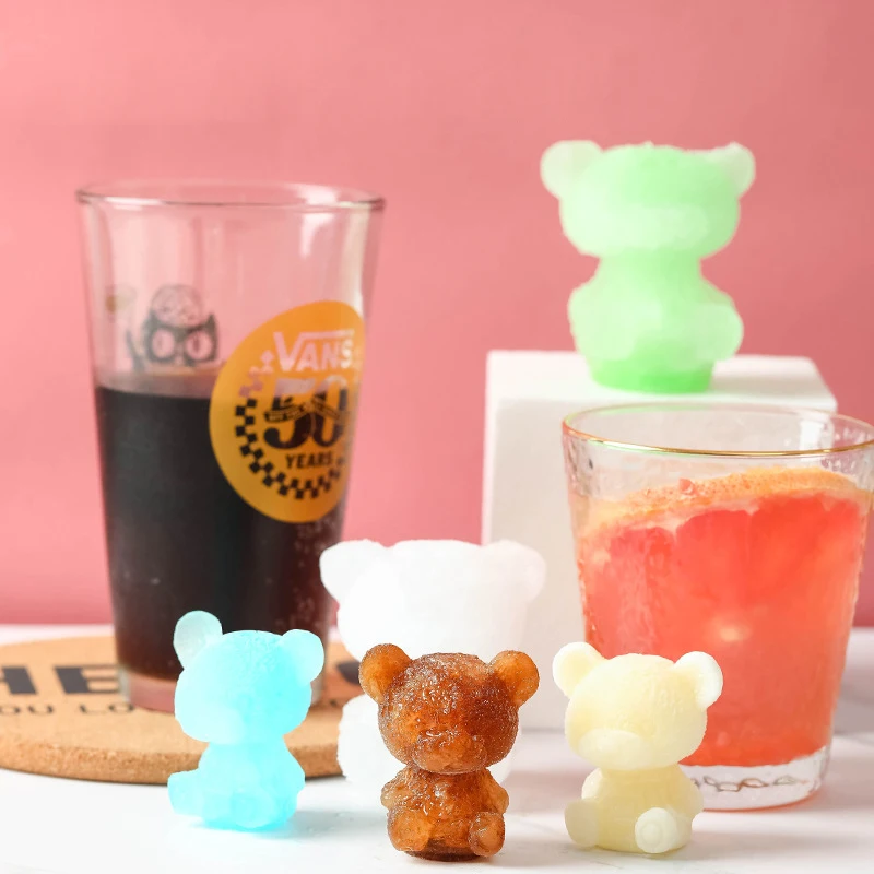 Ice Cube Maker Silicone Mold Ice Cream Popsicle Mould Creative DIY Bear Animal Shape For Bartender Whiskey Wine Bar Accessory