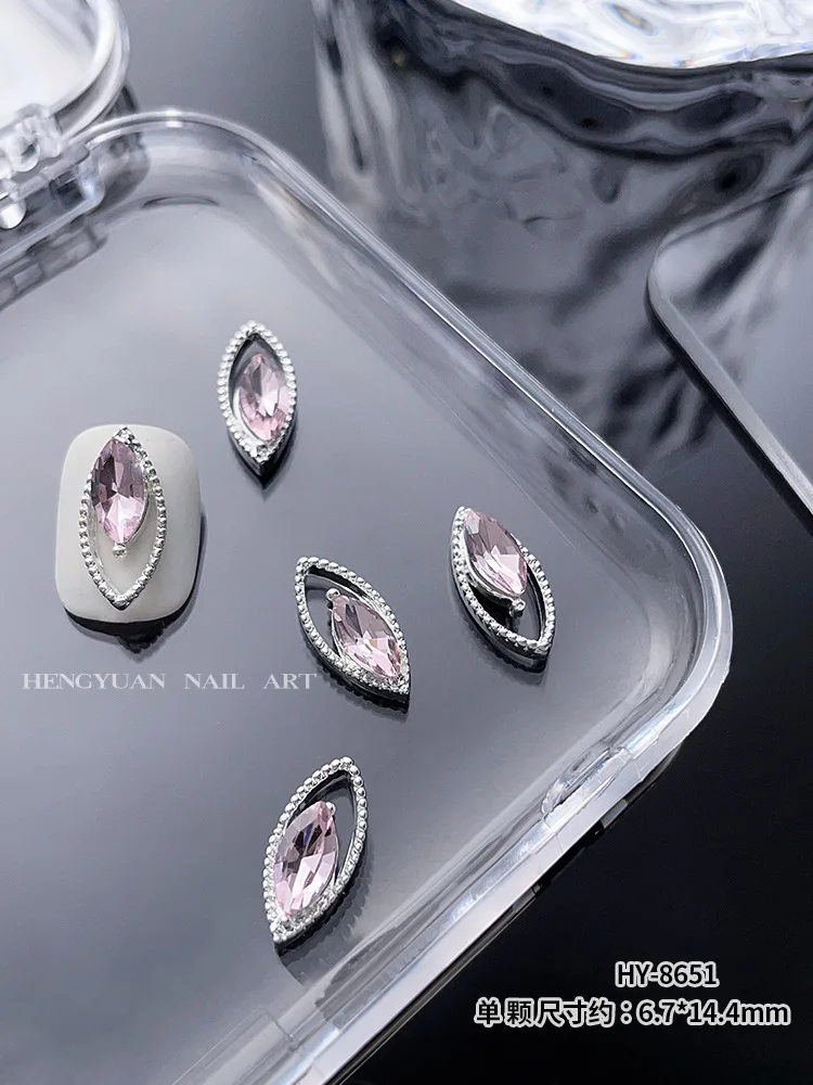 10 Teile/beutel Luxus Silber Rosa Diamant Metall Legierung 3D Glänzende Süße Schleife Schmetterling Herz Nagel Charms Nail art Dekoration Zubehör – Detail 11