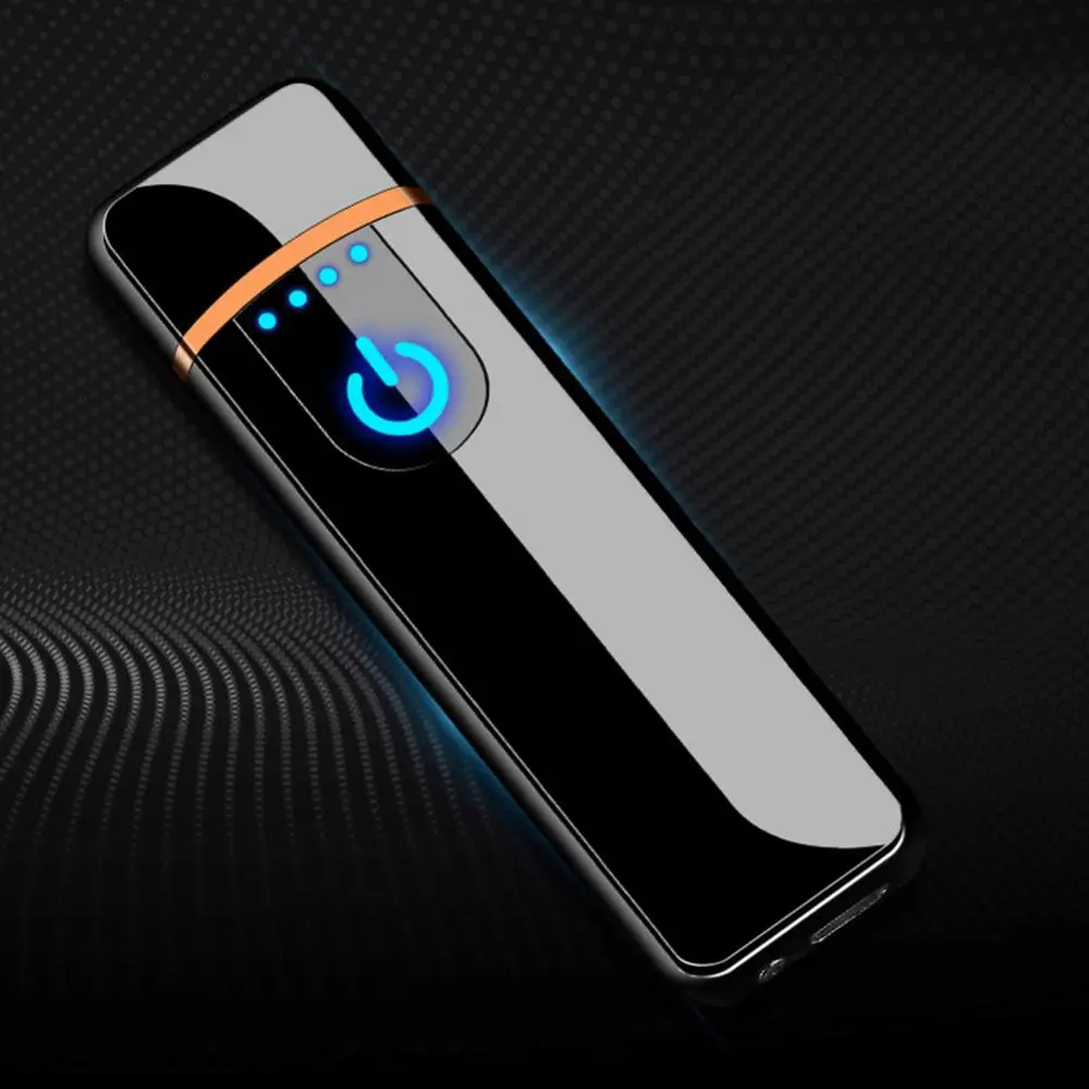 Touch-sensing Cigarette Lighter USB Lighter Zinc Alloy USB Rechargeable Windproof Collectible Cigar Smoking Gift