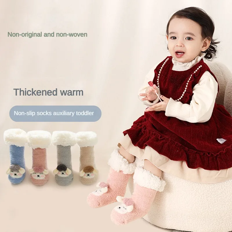 

New Style Winter Thickened Baby Walking Warm Newborns Anti Slip Wear Resistant Shoes Socks Lnfants With Soft Soles Home Gift