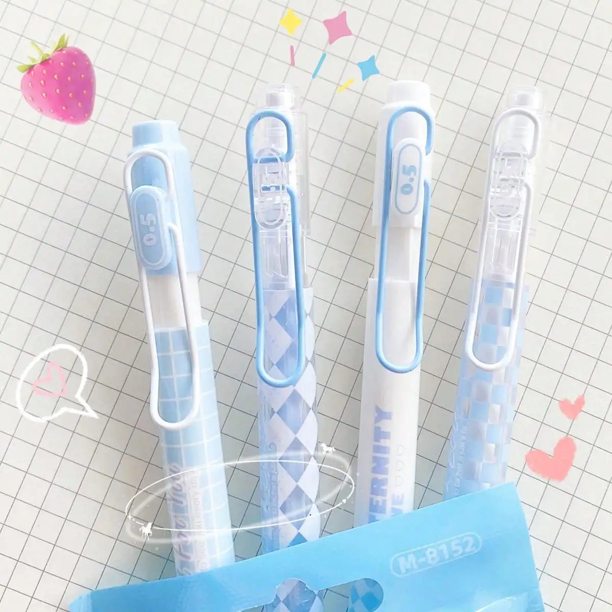 4 blue and white neutral pens, fast drying, smooth writing, suitable for students to write daily office work - 6