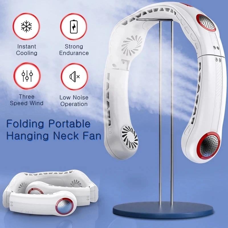 Xiaomi 4 Motors Foldable Hanging Neck Fan 5000mAh USB Rechargeable Portable Air Cooler  Mini Electric Bladeless Neckband Fan