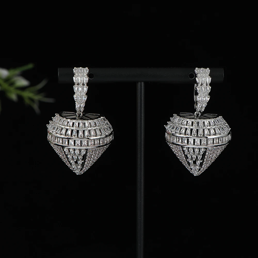 

Luxury Geometry Three-dimensional Drop Earrings For Women Wedding Cubic Zirconia CZ DUBAI Bridal Jewelry E1185