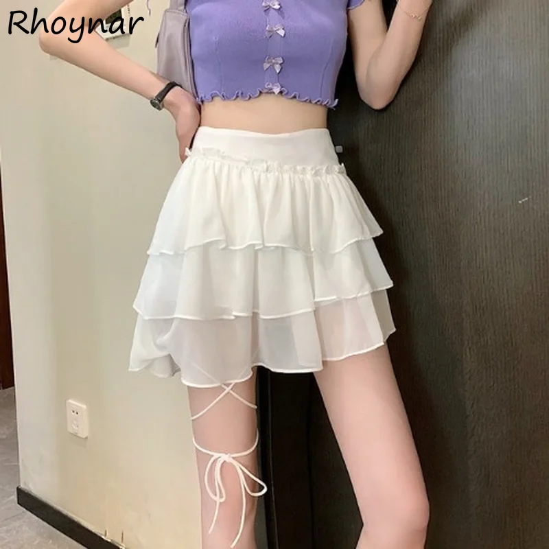 

Mesh Bandage Mini Skirts for Women 2022 Summer Sexy High Waist Cute Preppy Y2k Harajuku Sweet Korean Style New Arrival Females