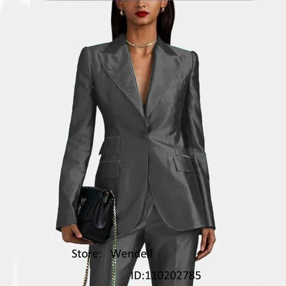 Traf Set Woman 2 Pieces Suit Forged Cloth Slim Fit 1 Button Custom Dress Birthday Party Blazer Set Evening Dresses for Prom Robe
