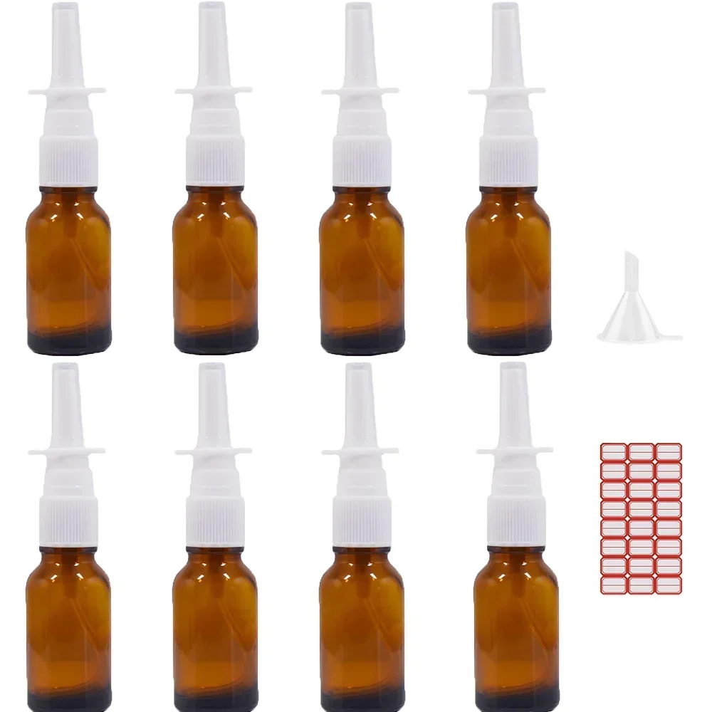 1pcs 5ml-100ml  Amber Nasal Spray Bottle Glass Nose Mist Sprayer Press Spray Head Empty Bottles Refillable Glass Atomizer