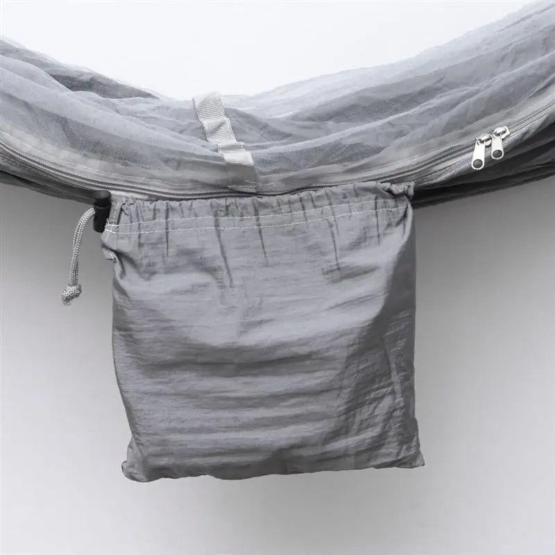 260x140cm Portable Lightweight Camping Hammock Parachute Cloth Hammock with Mosquito Net (Light Grey)