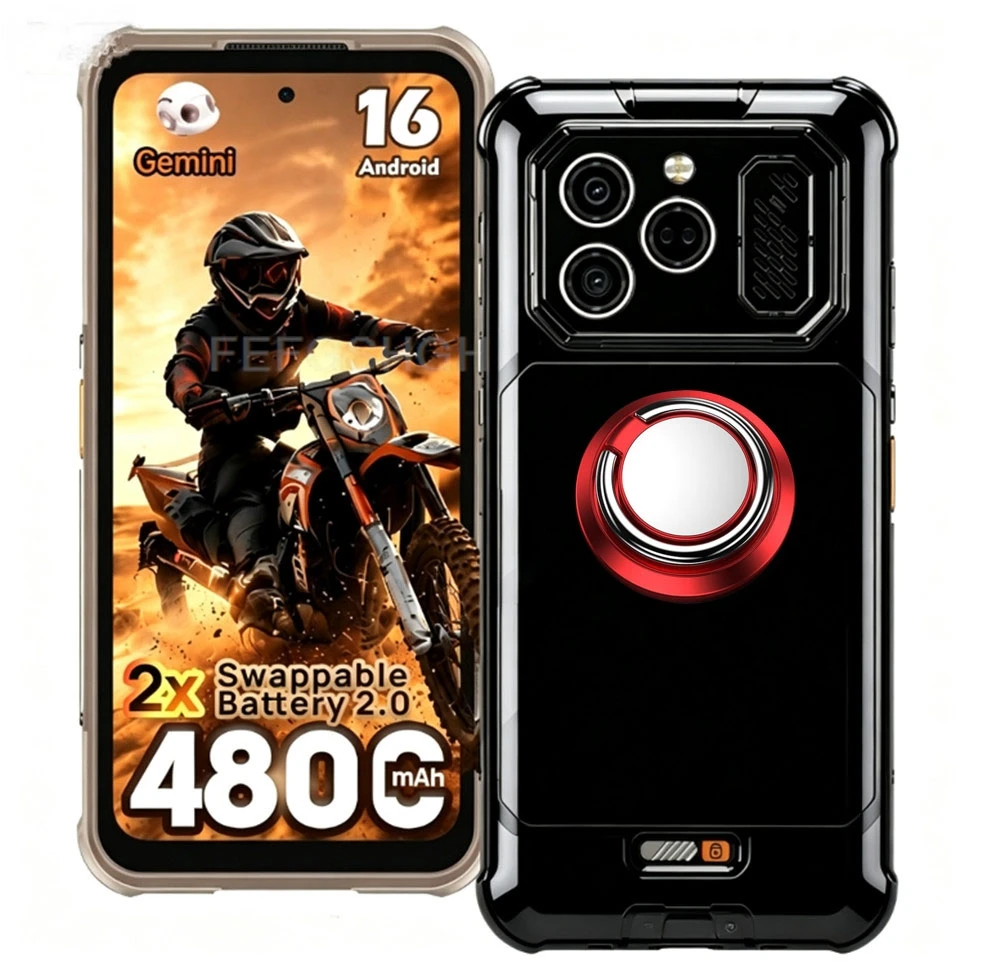 Rugged Silicone Phone Case with Back Ring Holder and Stand