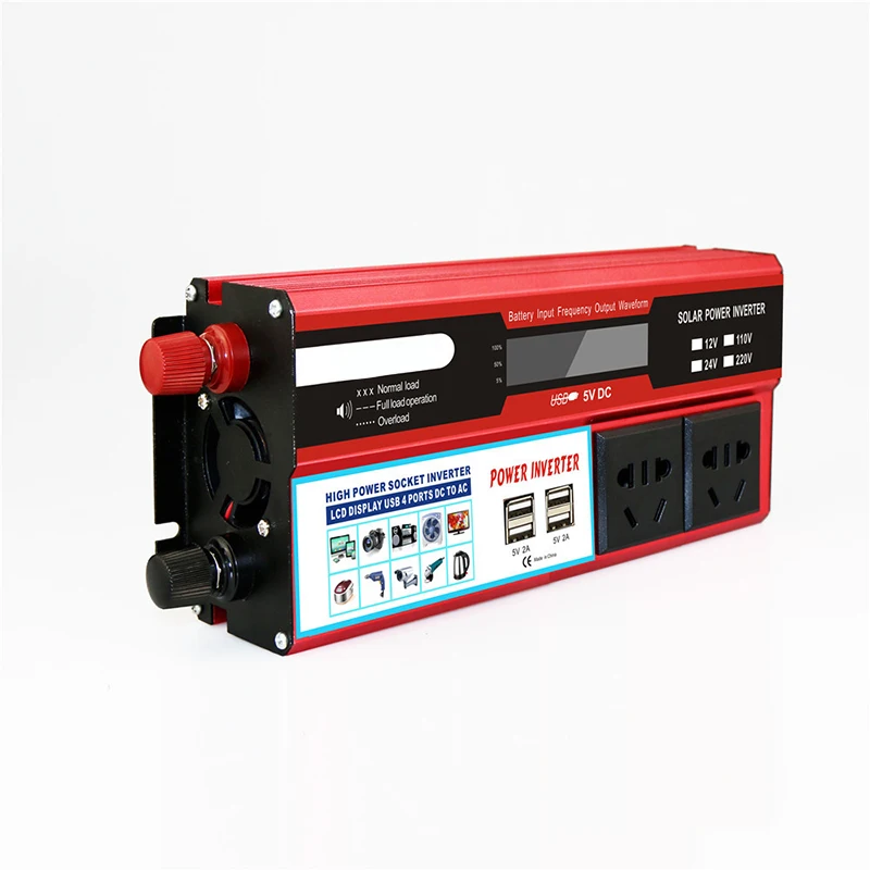 2000W Inverter Schermo Lcd Multi-Presa Veicolo Inverter 4Usb Caricabatteria Da Auto Inverter Solare Dc12V/24V A Ac 110/220V