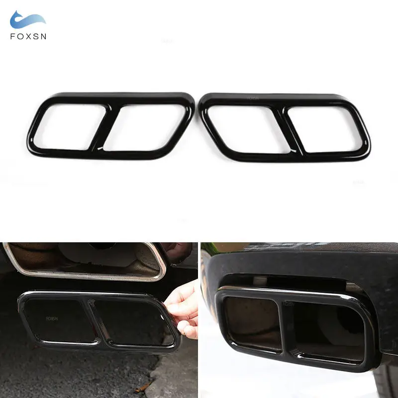 Stainless Steel Glossy Black Car Tail Muffler Exhaust Pipe Output Cover Parts Trim For Mercedes Benz S Class W221 W222 W251 X166