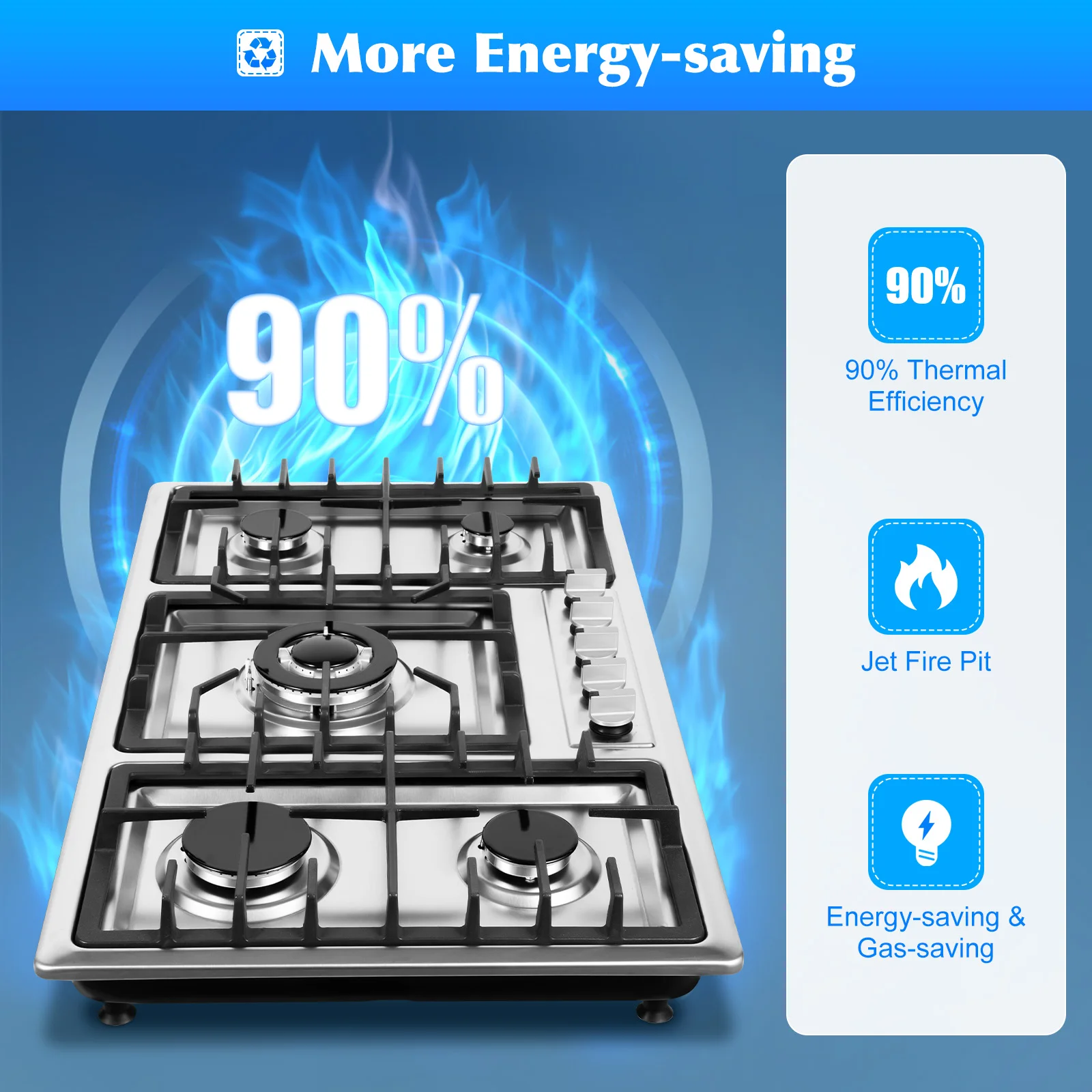 Built-in Gas Cooktop with 5 Burners Electronic Pulse Ignition Built-in Stainless Steel Gas Hob for Kitchen 6 Built-in Gas Cooktop with 5 Burners Electronic Pulse Ignition Built-in Stainless Steel Gas Hob for Kitchen 6