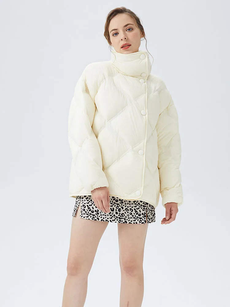 Luxury Women's Turtleneck down jacket Warm Oversized 2023 Winter Stylish Single breasted puffer coat Vintage Outwear INKEO 3O218