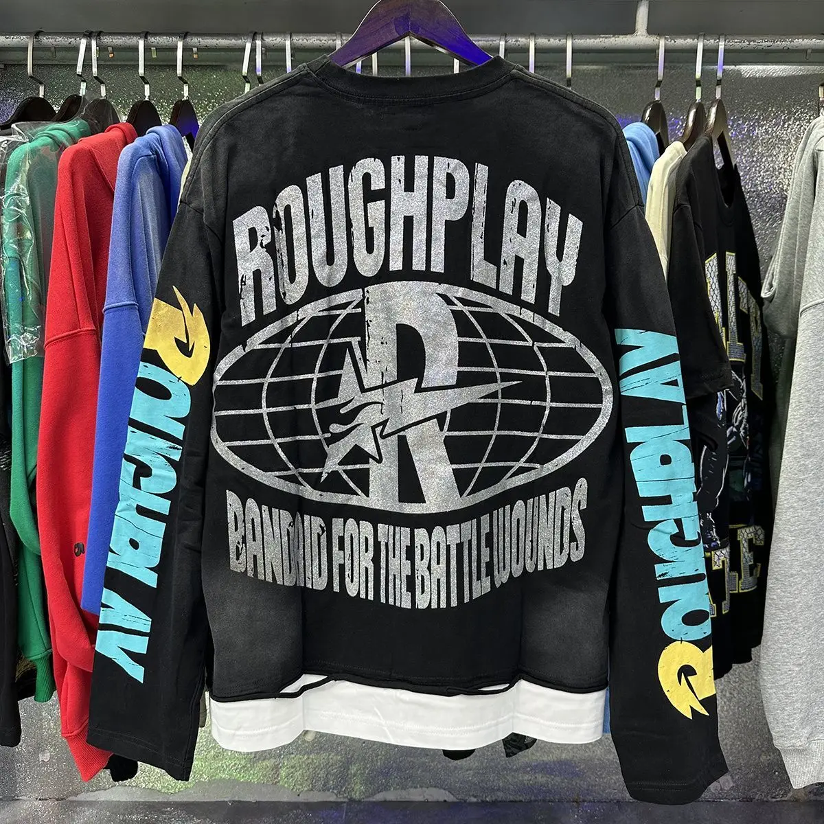 Roughplay American Cotton Retro Style Long Sleeve Men Women Jesus Print Skull Rockabilly Washed Out T-Shirt Vintage Design Tee 2