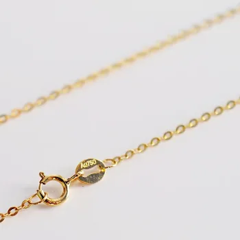 18K Au750 Gold O-Link Clavicle Necklace Women High Luster Chain Minimalist Layering Jewelry Containing a steel stamp