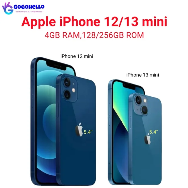 98% New Original Apple iPhone 12/13 mini 5.4" Genuine RAM 4GB ROM 128/256GB A15 Bionic IOS Face ID NFC 5G Unlocked Cellphone
