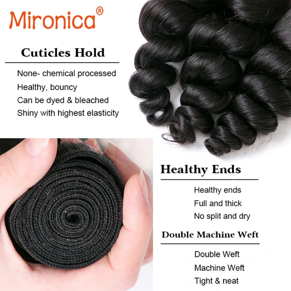 Loose Wave Bundles 100% Human Hair Raw Double Weft Weave Virgin Hair Extensions Natural Color 1B 1 2 3 4 Loose Deep Wave Bundles 4