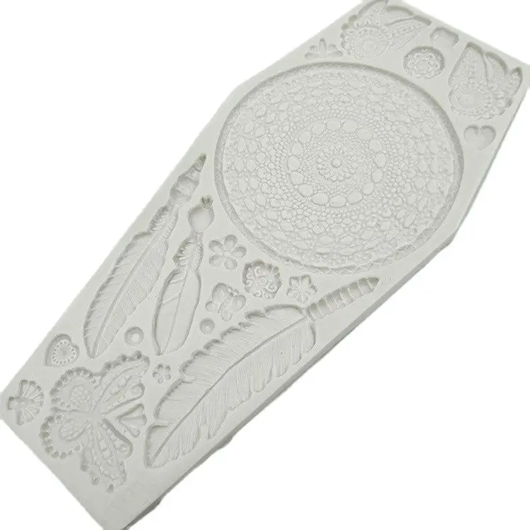 Feather Butterfly Lace Cake Border Silicone Molds Wedding Cake Decorating Fondant Mold Chocolate Candy Clay Mould H975