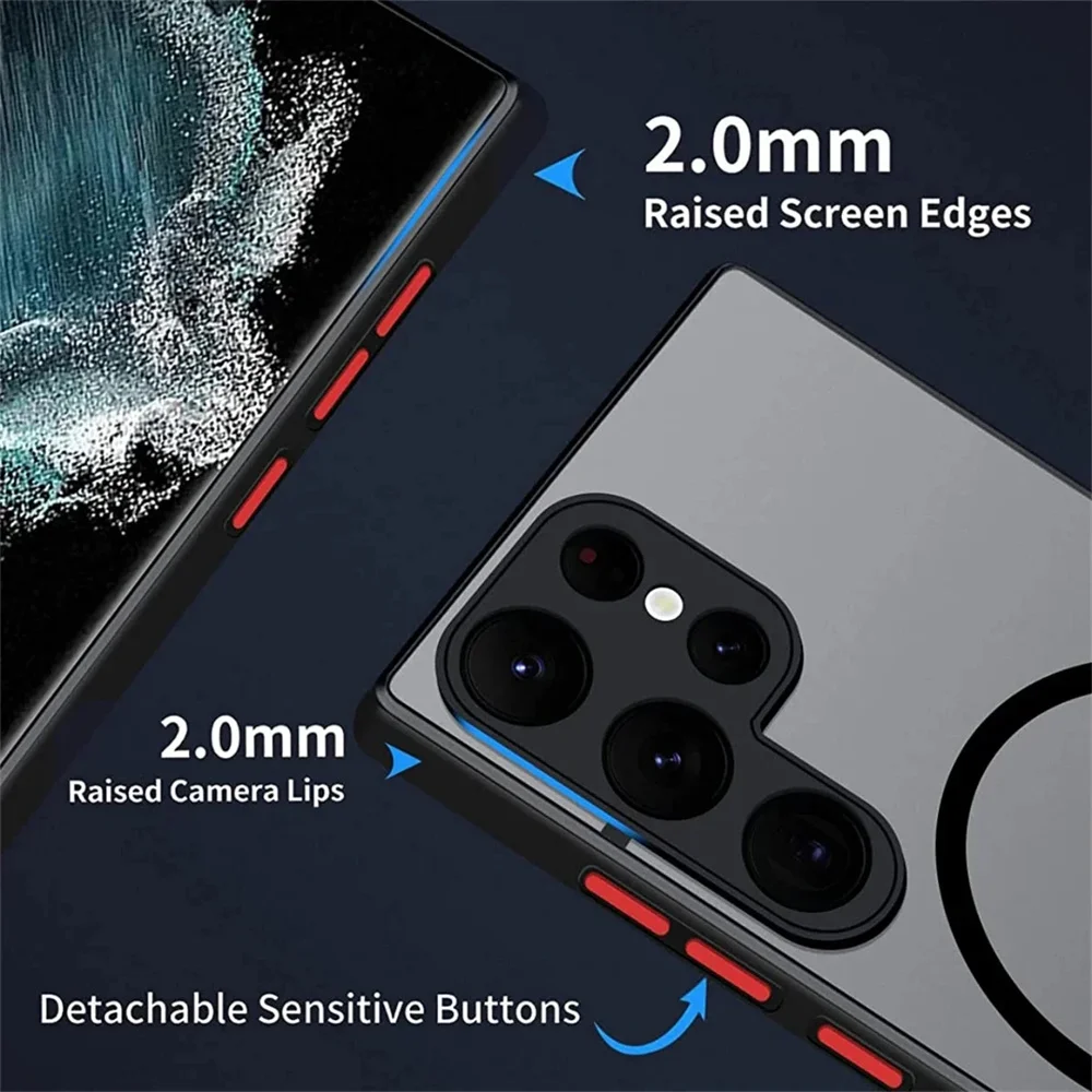 Shockproof Magnetic Matte Phone Case with Magsafe Compatibility