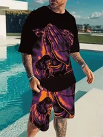 Fashion New Plus Size Men's Suit Cross Jesus Printed Suit Summer Cool Breathable Short Sleeve Drawstring Shorts Faith Clothing 2