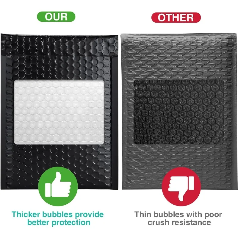 6x10 Inch 25 Pack Usable Size 6x9" Black Bubble Mailer Waterproof Padded Envelopes for Gift Packaging, Shipping, Mailing 4