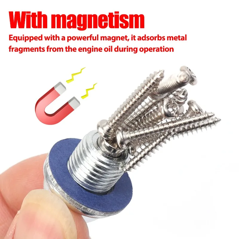 Car Engine Oil Pan Drain Plug Bolt Silver with Washer Magnetic Oil Drain Screws Seal Ring For Toyota/Toyoda Gaskets M12*1.25