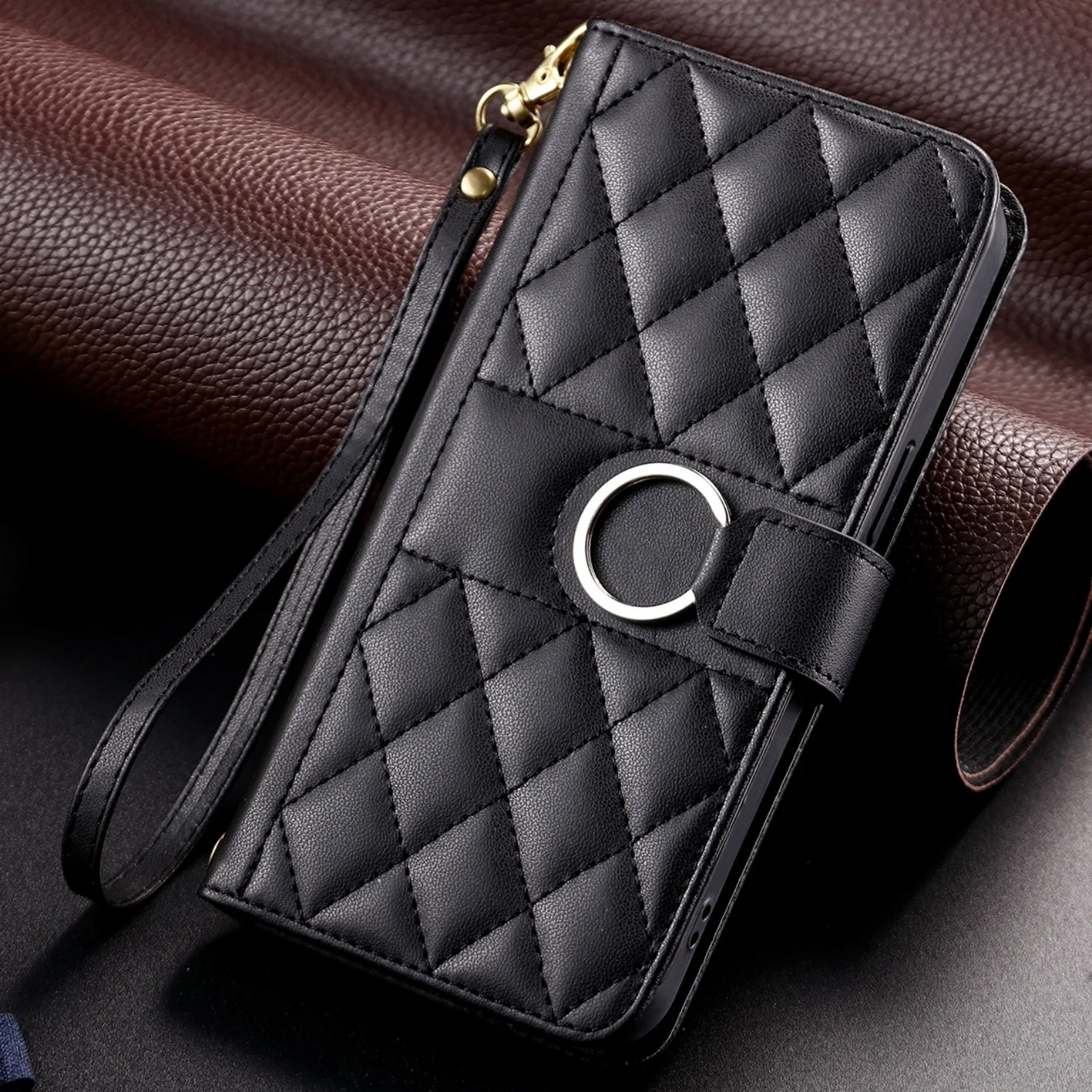 Elegant Leather Wallet Case with Flip Cover and Phone Holder