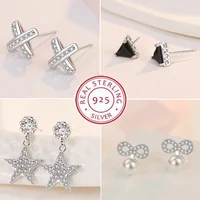 925 Sterling Silver Earrings For Women Original Charm Double Hoop Earrings Pave CZ Fine Engagement Anniversary Jewelry E557 1