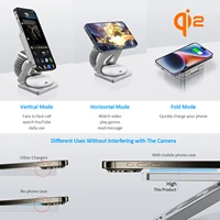 Qi2/Qi1 3 in 1 15W Magnetic Wireless Charger for Iphone 17 16 15 Fast Charging Folding for Apple Watch Airpods Wireless Charger 4