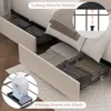 King Bed Frame with 4 Storage Drawers, Upholstered Platform Bed Frame with Button Tufted Headboard,No Box Spring Needed (Beige) 5