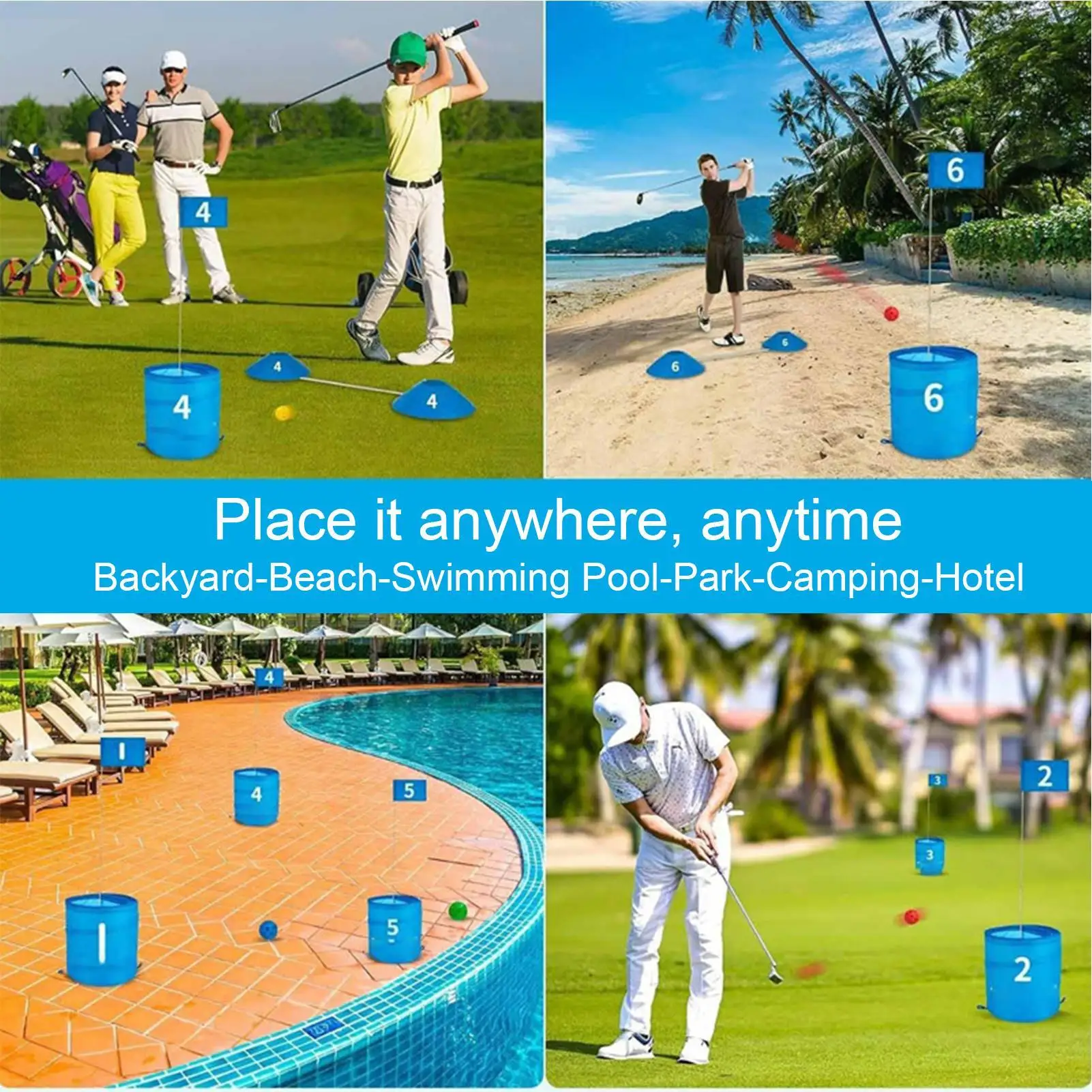 Description Picture 6 of itemGolf Game Storage Bucket Foldable Outdoor Golf Chipping Game Bucket Portable Organizer Ball Sport Equipment for Lawn Park Beach