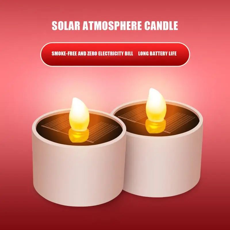 Solar Power Flameless LED Tea Light Decorative Candles LED Candles Flameless Candles Candle Lights for Outdoor Garden Decor